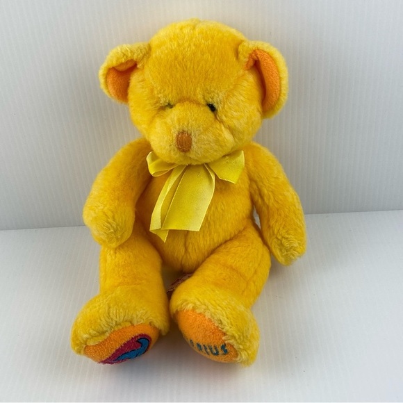 Russ Aquarius Bear Plush 7 inch Seated Yellow Teddy Bear - Picture 4 of 12